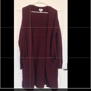 Long maroon cardigan
